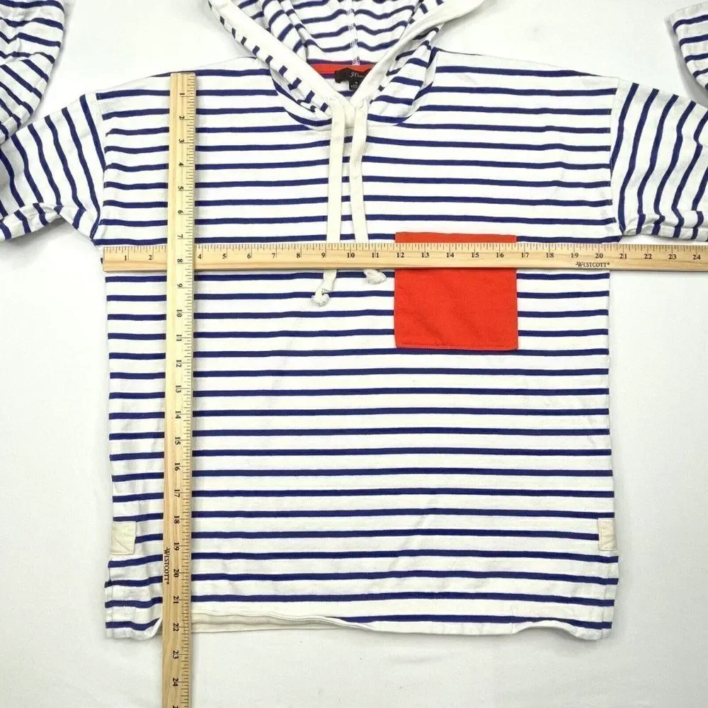 J. Crew Striped Patch Pocket Lightweight Hoodie